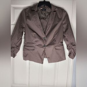Comma 40 Gathered Long Sleeves by Cyf 2 Buttons Brown Women's Blazer